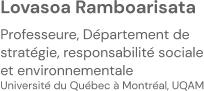 Locasoa Ramboarisata - Professeure Département de stratégie, responsabilité sociale et envirionnementale